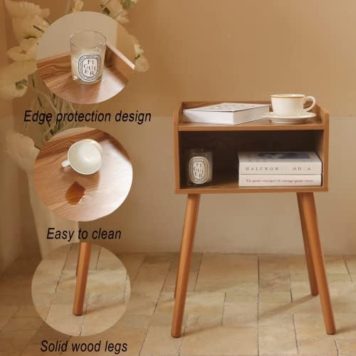 שידה, אמצע המאה מודרני צד שולחן שינה עם אחסון, קטן סוף המיטה שולחן עם מוצק עץ רגליים לסלון,