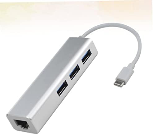 SOLUSTRE 3 רכזות USB Ethernet רכזת USB, רכזת מסוג c-Hub Ethernet, USB Type-c-Hub Rj45 מחברים ל-USB לבן