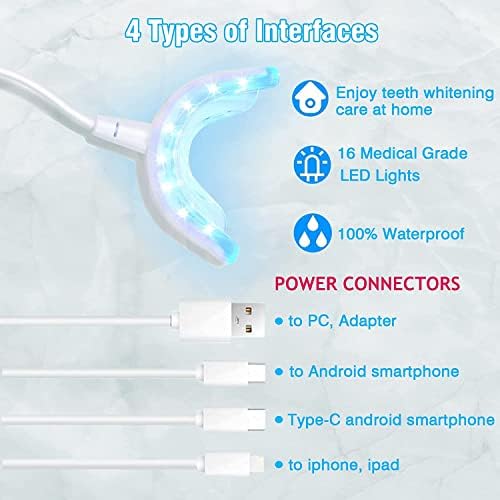 ערכת הלבנת שיניים עם אור LED - DOCEUR HOME חיוך מהיר מלבן שיניים עם מגש פה LED 16X 5 PCS שיניים