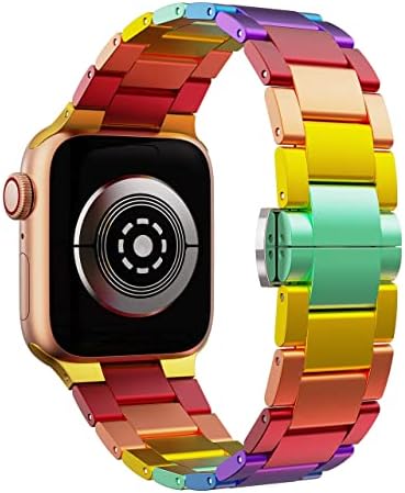 רצועה צבעונית של ג'לישי תואמת ללהקה של Apple Watch 41 ממ 40 ממ 38 ממ נשים נשים, רצועת קישור להחלפת מוט