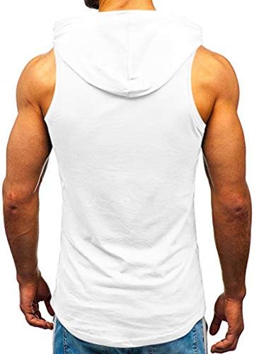WENKOMG1 גברים עם גופי ברדס בקיץ אימון אימון חיצוניים חולצות טי ללא שרוולים
