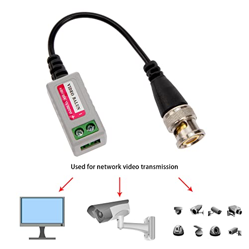 Sing F Ltd 6 זוגות Passive Mini CCTV BNC וידאו כבל משדר בלון לכבל זכר BNC דרך CAT5/5E/6 Twisted Pairted