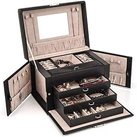 קופסת תכשיטים QTT קיבולת גדולה נסיכה מנעול רב-פונקציונלי מנעול רב שכבתי תכשיטי יד אוסף אחסון קופסה דקורטיבית