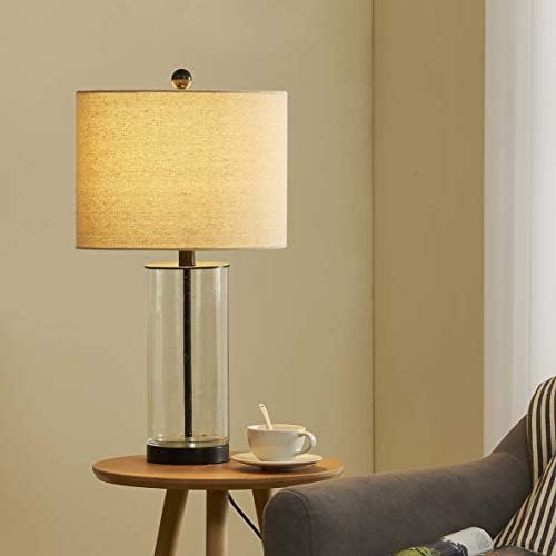 מקסקס שולחן מנורות סט של 2, 3-דרך ניתן לעמעום זרע זכוכית שידה מנורת עם שיבולת שועל בד צל לסלון חדר שינה - 23.75