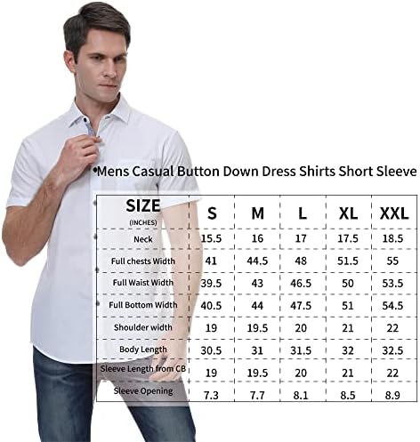 אסבל.ג חולצות שמלת שרוול קצר לגברים חולצות כפתורים מזדמנים בהתאמה רגילה