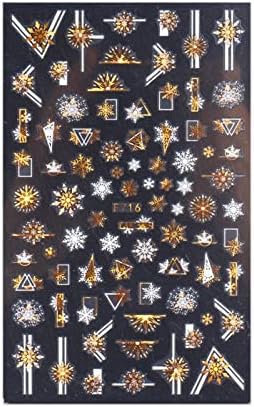 נייל שיפור מדבקת 3 סדרת חג המולד שני צבע זהב פתית שלג נייל דק מדבקת נייל קסמי עבור אקריליק ציפורניים