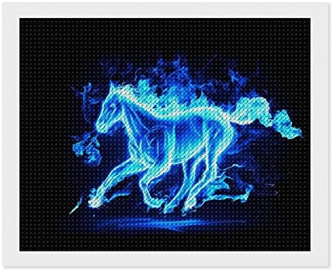 כחול אש בוערת סוס יהלומי ציור ערכות 5 ד תרגיל מלא ריינסטון אמנויות קיר תפאורה למבוגרים 16 איקס 20