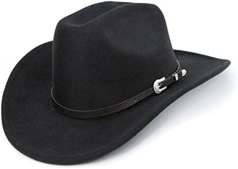 מערבי קאובוי כובע לגברים נשים קלאסי להפשיל פדורה כובע עם אבזם חגורה