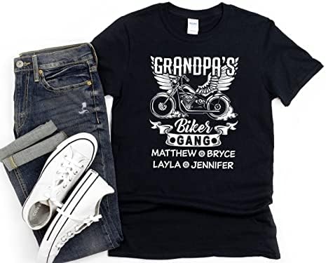 אישית סבא של כנופיית אופנוען חולצה, חדש סבא הכרזה מתנה טי, מתנה ליום אב