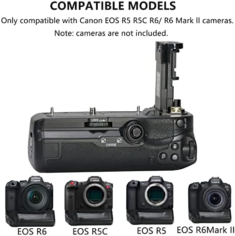 Bitubol אנכית מרובת צנחות סוללה החלפת אחיזה ל- BG-R10 תואם ל- Canon EOS R5 R5C R6 R6 R6 Mark II מצלמה, 2.4