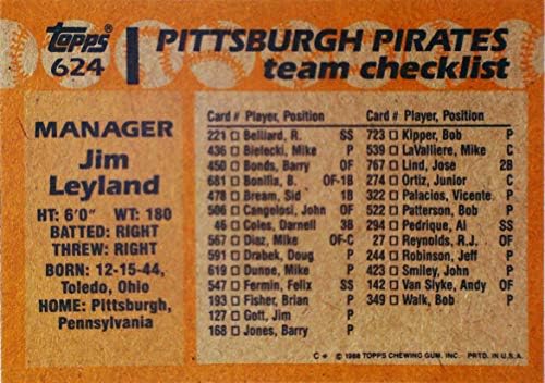 1988 כרטיס בייסבול טופפס 624 ג'ים ליילנד