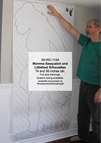 Woodworkersworkshop תוכנית עבודות עץ להכין אימא משלך Bigfoot ו- Littlefoot Sasquatch Art Art כוללת נייר מעקב