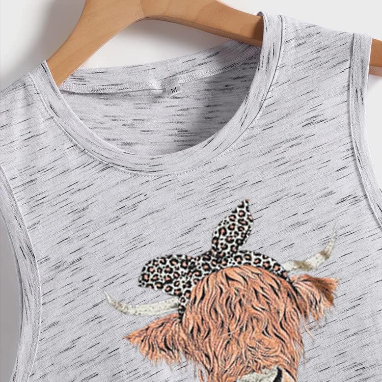 עגול צוואר חולצות לנשים מודפס רך בעלי החיים רופף בכושר חולצות טנק יומי ללבוש קיץ ללא שרוולים קומפי טי בלוסאס