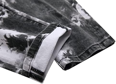 גברים של אופנתי עניבה צבוע למתוח ג 'ינס קל משקל במצוקה נוחות ג' ינס מכנסיים דק מתאים רטרו היפ הופ ז ' אן