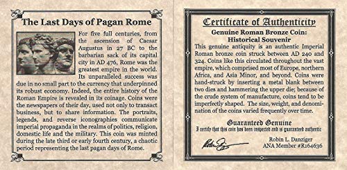 הימים האחרונים של רומא האלילית - מטבע ברונזה רומאי אותנטי באלבום מיני - עתיק רומי מקורי עתיק בין 240-324