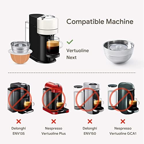כמוסות Vertuo ניתנות למילוי מחדש תרמילי קפה לשימוש חוזר רק עבור מכונת הקפה הבאה של Vertuoline, Benfuchen