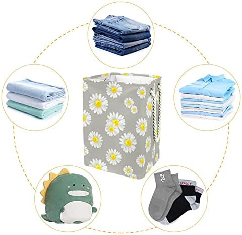 קמומיל פרח דפוס סלי כביסה מתקפל אחסון סל לחדר שינה, סלון, צעצועים, ושונות, שמיכת ובגדים