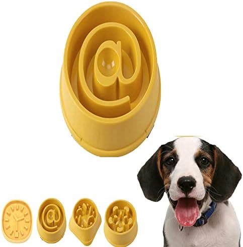 איטי מזין כלב קערות-צהוב שעון מכתב צורת איטי לשתות מים מזון קערות למנוע השמנת יתר עבור מהיר אוכלי אספקת כלבים