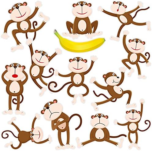 48 חתיכות קופים מגזרות בננה מגזרות ג 'ונגל חיות מגזרות עם 5 גיליון דבק נקודת נקודה עבור ג' ונגל