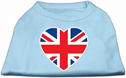 מוצרי חיות מחמד של מיראז 'חולצה הדפסת דגל בריטי דגל לב, קטנה, כחולה לתינוק