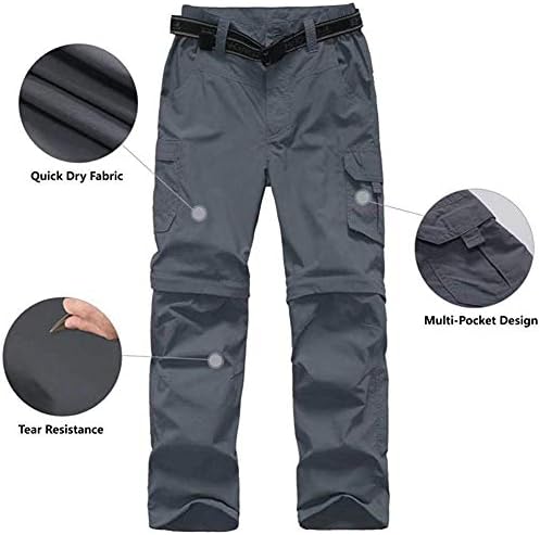 מכנסי הליכה להמרה של ילד מופיעים קלים משקל קלים רוכסן יבש מהיר למכנסיים לילדים נוער חיצוני UPF