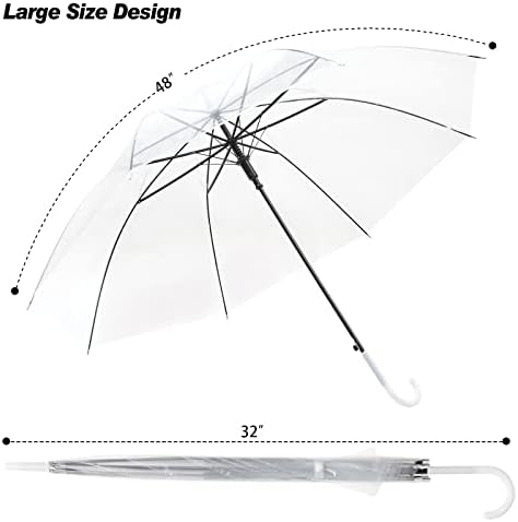Stonechic 36 חבילה מטרייה ברורה בסגנון חתונה בתפזורת חופה גדולה אטומה לרוח חתונה שקופה מטריות מקל גשם