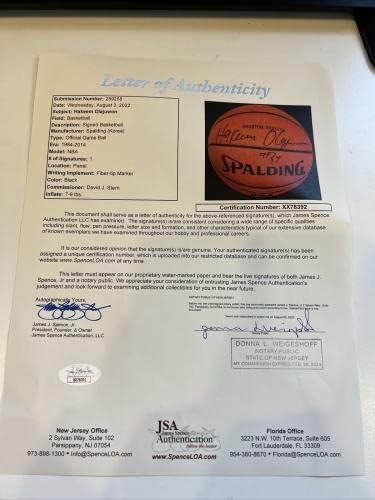 Hakeem Olajuwon חתם על משחק Spalding NBA שהונפק כדורסל יוסטון רוקטס JSA - כדורסל חתימה
