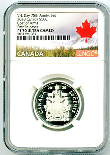 2020 הוכחת כסף קנדה 50 סנט .9999 משחרר ראשון משחרר חצי דולר PF70 NGC UCAM