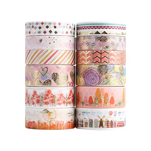 Tatorera 12rolls Tuns Tones Set Washi Tape Set, קלטות מדבקות נייר דקורטיביות לראקרים, אומנויות DIY ומלאכות,