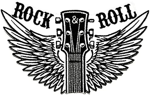 Hho Patch Rock and Roll Guing Guitor Cartoon Cartoon Guitar Guitar מוזיקת ​​ברזל רקום על טלאים