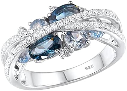 טבעות נירוסטה לנשים לנשים טבעת רטרו קריאייטיב חדש X טבעת זירקון כחולה בים חלול למתנה למתנה