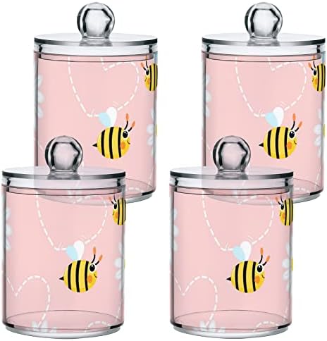 Umiriko Daisy Flower Bee Bee QTIP ממספר מחזיקי כותנה עם מכסים 2 חבילה, צנצנות מרקכיות לכדור כותנה 20800885