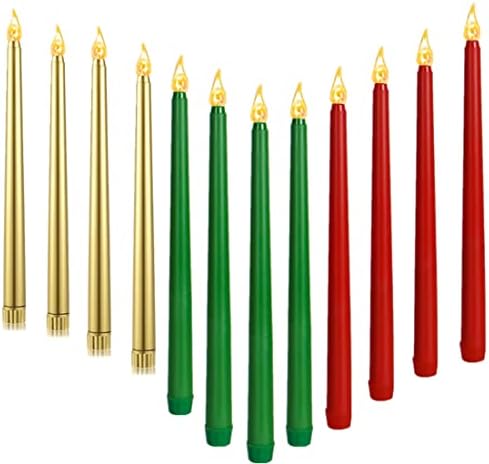 אורות נרות נרות של נרות נרות של Kissyou חג המולד קבעו נרות מחודדים חסרי פלימה 12 חתיכות LED המופעלת על נרות