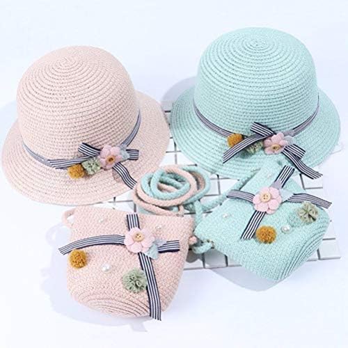 AMOSFUN ילדים מזדמנים חיצוניים חיצוניים ותיק רחבים- כובע חוף שחים עגול כובעי שמש עליונים עבור בנות ורוד, כובע+