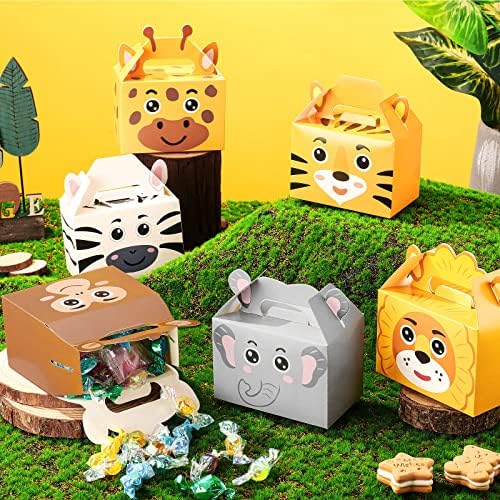 24 חבילות ג'ונגל ספארי מסיבת בעלי חיים קופסאות חיבה גן חיות בעלי חיים יום הולדת פינוק קופסאות קנדי ​​קופסאות