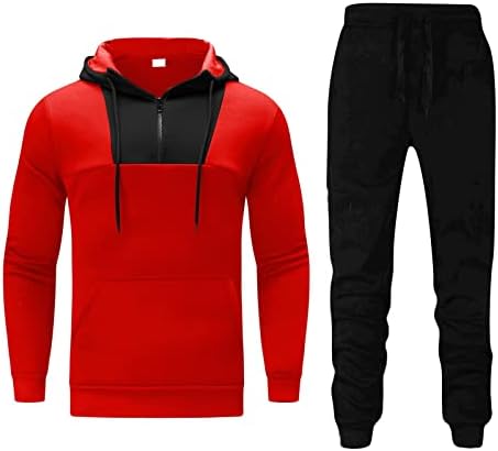 סתיו וחורף חליפות של גברים וחורף דו-חלקים ספורט וספורט פנאי צבע רוכסן תואם ז'קט חליפה רזה אדום