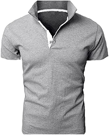 וונקומג1 צווארון ניגודיות כותנה לגברים שרוול קצר חולצת פולו פעילה, קיץ מזדמן בצבע רגיל ג ' רזי גולף טי