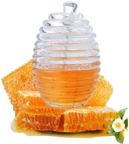 צנצנת דבש אקרילית מתקן דבש, מתקן סירופ, ללא מתקן דבש בטפטוף 9 עוז נהדר לסירופ, סוכר, רטבים, תבלינים ועוד