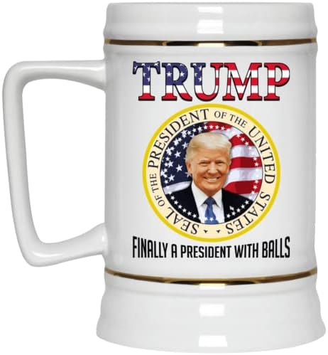 Urvog סוף סוף נשיא עם כוסות ספל כדורים - ספל קפה קרמיקה מצחיק - בירה שטיין - בקבוק מים, גודל אחד, 15 גרם.