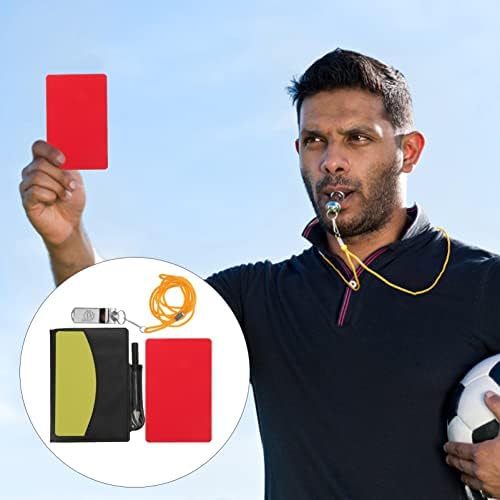 כרטיסי כדורגל בכדורגל שופט כדורגל ערכת שופט ספורט שופט סט קלף כרטיס אדום כרטיס צהוב עם 2 חתיכות שופט מתכת שריקות