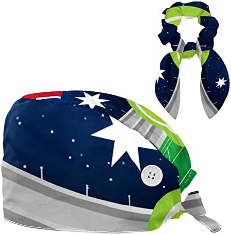 כובעים רפואיים Muooum כובע עבודה מתכוונן עם כפתורים ושיער קשת טניס אוסטרלי טניס בריטניה דגל בריטי