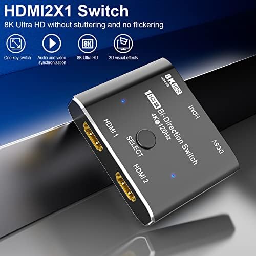 Yiwentec hdmi 2.1 Ultra 8K HD מתג דו כיווני 8K@60Hz 4K@120Hz HDR 1in 2out 2in 1out מהירות גבוהה 48 ג'יגה-סיביות