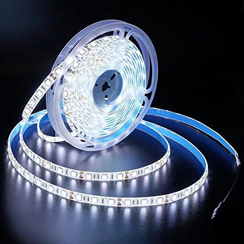 רצועת LED של LED 24V אור לבן 6000-6500K, 16.4ft/5m אטום למים IP65 אורות חבל גמישים חיצוניים חיצוניים,