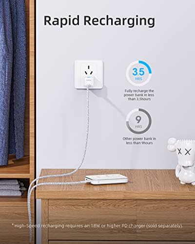 Innostyle Magnetic Wireless Power Bank, 10000mah Magsafe Pack Pack 15W מטען נייד אלחוטי, PD 20W USB-C טעינה