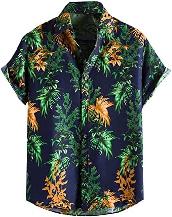 חולצה הוואי של Xiqiam Hawaiian כפתור שרוול קצר