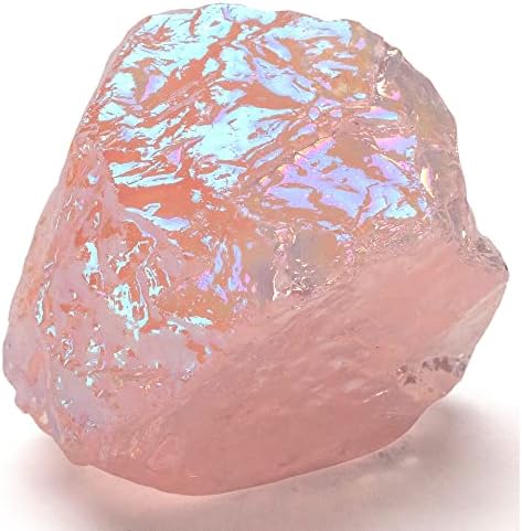 Kalifano Angel Aura Rose Quartz Crystal - Titanium קשור אנרגיה גבוהה גולמי Cuarzo Rosa נתח עם