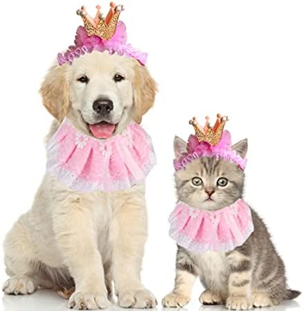 בנדנה חתולים לחתולים, תחפושות חתול נסיכה לחתולים, בנדנות כלבים תחרה חמודות ואביזרי כתר חתולים לחתולים כלבים