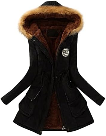 MTSDJSKF מעיל חורף נשים חום מעבה חזה מעיל מעיל עם קפיסה מרופדת מעיל קפוצ'ון גודל קפוצ'ון קפוצ'ון מעיל