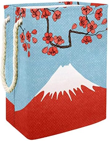 כביסת דובדבן פוג ' י הרי יפן נוף מתקפל פשתן כביסה אחסון סל עם ידיות להסרה סוגריים גם מחזיק עמיד למים עבור