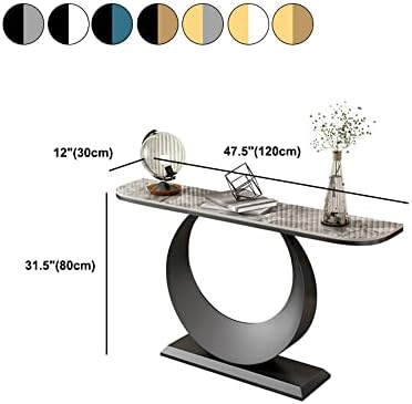 שולחן כניסה מודרני חצי ירח מופשט קונסולת שולחן - שחור בסיס חום שולחן למעלה 59 ליטר על 12 וואט על